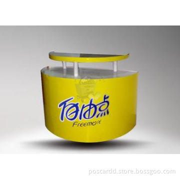 Semi cylindrical cardboard pallet display with yellow for s